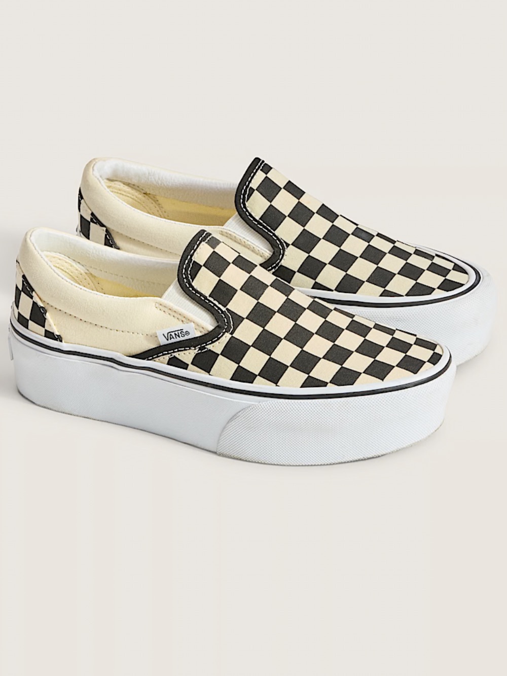 •VANS• Classic Slip-On Stackform B&W Checkerboard Shoes Sneakers >> NIB